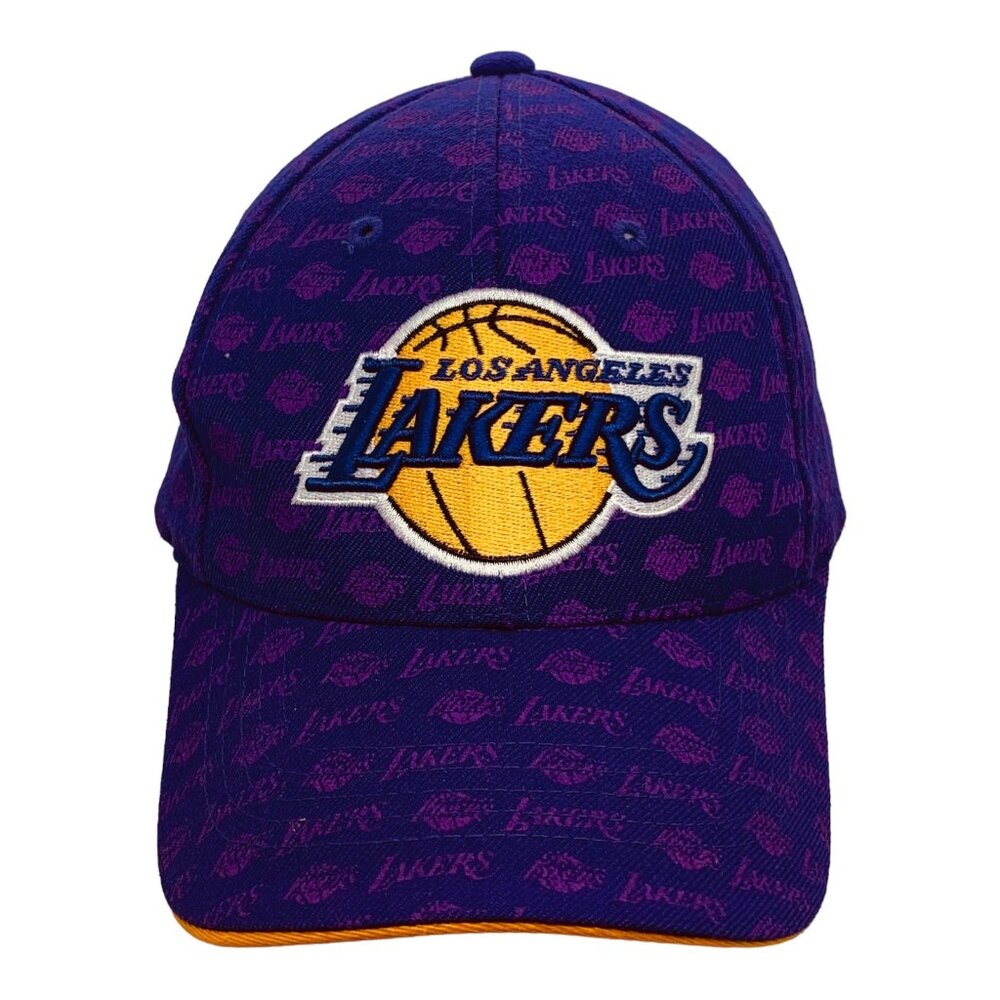 Los Angeles Lakers Twins Enterprise All Over Logo Adjustable Hat Hook & Loop